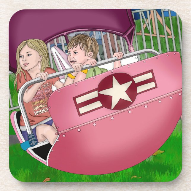 Kids at Carnival Whimsical Art Coaster (Front)