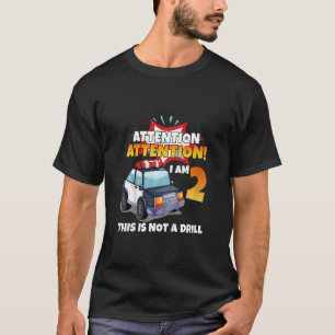 Kids Attention I'm 2 Policeman Car 2 Year Old 2nd T-Shirt