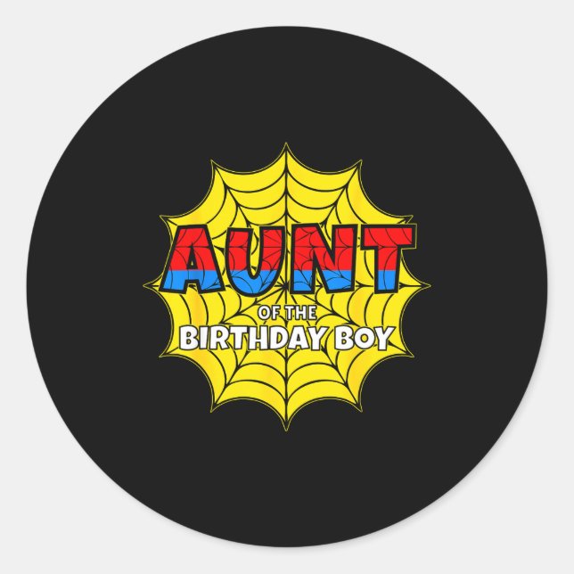 Kids Aunt Of The Birthday Boy Sder Theme Party Mat Classic Round Sticker (Front)