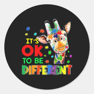 Kids Autism Awareness Acceptance Giraffe Its Ok To Classic Round Sticker
