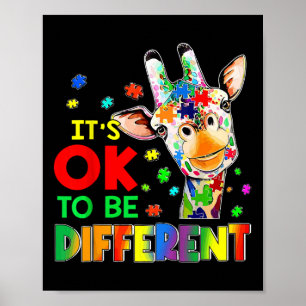Kids Autism Awareness Acceptance Giraffe Its Ok To Poster