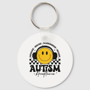 Kids Autism Awareness Acceptance Smile Face Autist Keychain