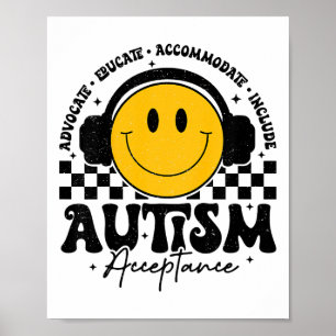 Kids Autism Awareness Acceptance Smile Face Autist Poster