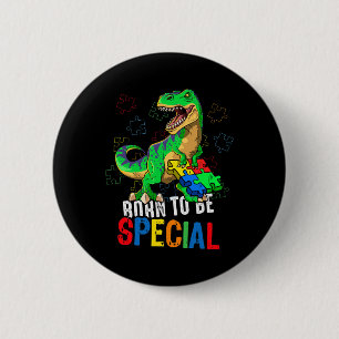 Kids Autism Awareness Dino Autism Toddler Boys Din 2 Inch Round Button