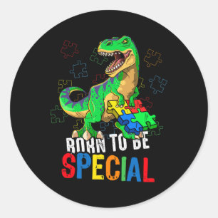 Kids Autism Awareness Dino Autism Toddler Boys Din Classic Round Sticker