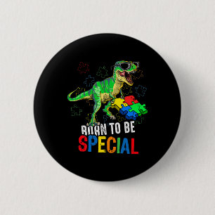 Kids Autism Awareness Dino Autistic Toddler Boys D 2 Inch Round Button