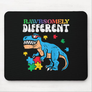 Kids Autism Awareness Dino Rawrsomely Different Tr Mouse Pad
