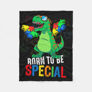 Kids Autism Awareness Dino Toddler Boys Dinosaur A Fleece Blanket