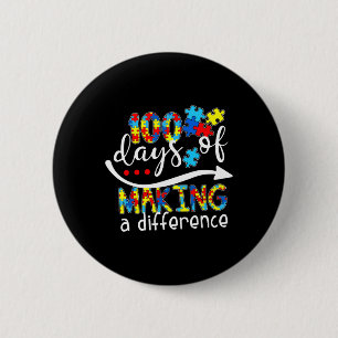 Kids Autism Awareness Making Differences 100 Days  2 Inch Round Button
