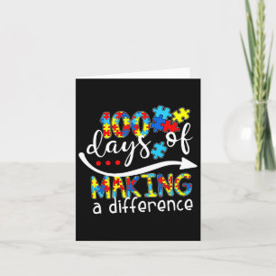 Kids Autism Awareness Making Differences 100 Days Card