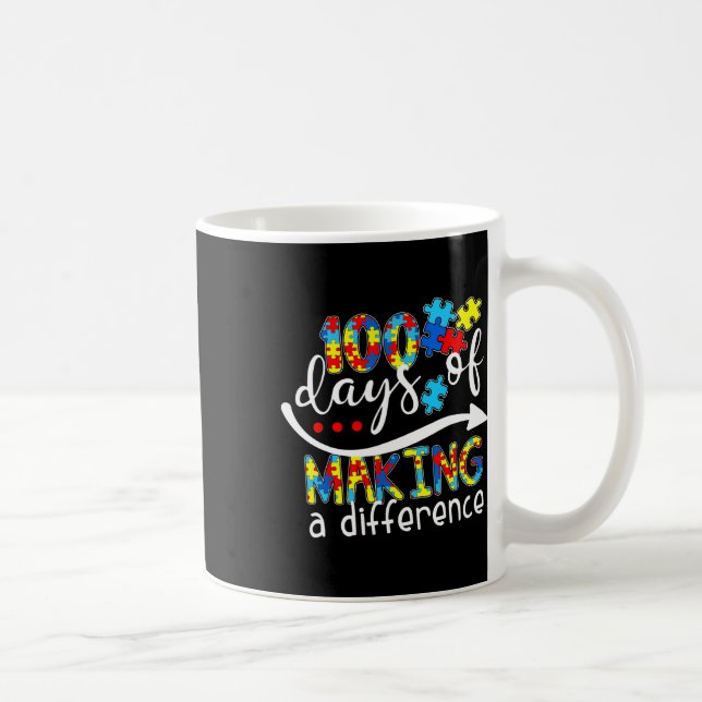 Kids Autism Awareness Making Differences 100 Days  Coffee Mug (Right)