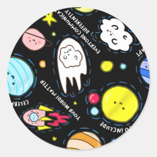 Kids Autism Awareness Neurodiverse Universe Neurod Classic Round Sticker