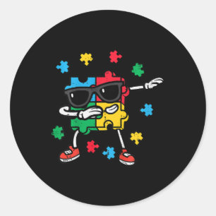 Kids Autism Awareness Puzzle Dab Asd Autistic Todd Classic Round Sticker