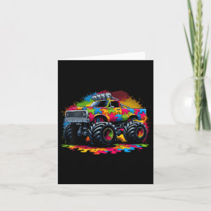 Kids Autism Awareness Puzzle Monster Truck Autism Card