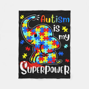 Kids Autism Is My Superpower Cute Elephant Autism  Fleece Blanket