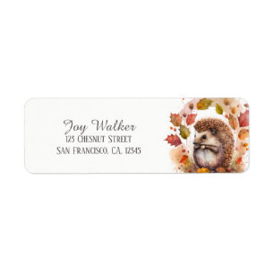 Kids Autumn Watercolor Hedgehog Adresse de retour