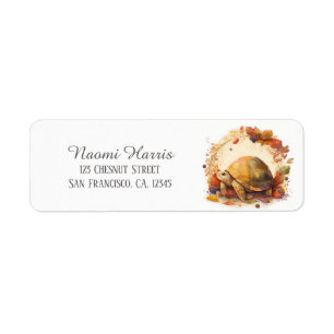 Kids Autumn Watercolor Tortoise Return Address