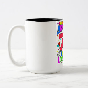 Kids Awesome 7 Year Old Boys Girls Birthday Party Two-Tone Coffee Mug