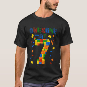 Kids Awesome 7 Years Old Building Block Builders T-Shirt
