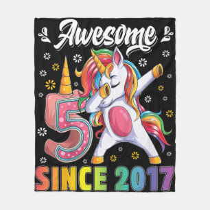 Kids awesome dabbing unicorn birthday 5 year old G Fleece Blanket