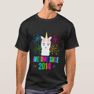 Kids Awesome Since 2014 Llama Unicorn Llamacorn 5t T-Shirt