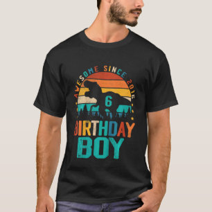Kids Awesome Since 2016 6th Birthday Boy Dinosaur  T-Shirt