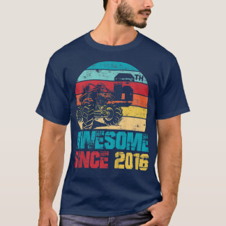 Kids Awesome Since 2016 6th Birthday Monster Truck T-Shirt
