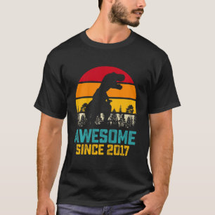 Kids Awesome Since 2017 Dinosaur 5 Year Old Kids 5 T-Shirt