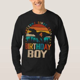 Kids Awesome Since 2018 4th Birthday Boy Dinosaur  T-Shirt