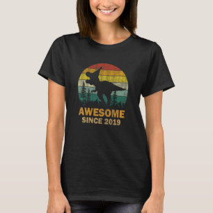 Kids Awesome Since 2019 4 Year Old Dinosaur 4th Bi T-Shirt