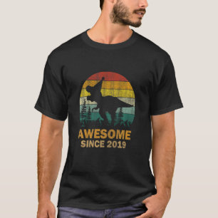 Kids Awesome Since 2019 4 Year Old Dinosaur 4th Bi T-Shirt