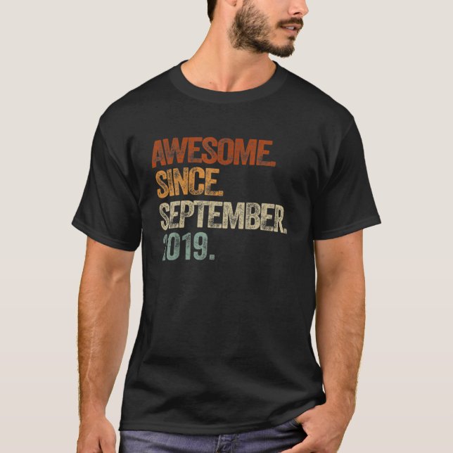 Kids Awesome Since September 2019 3 Years Old 3rd  T-Shirt (Front)