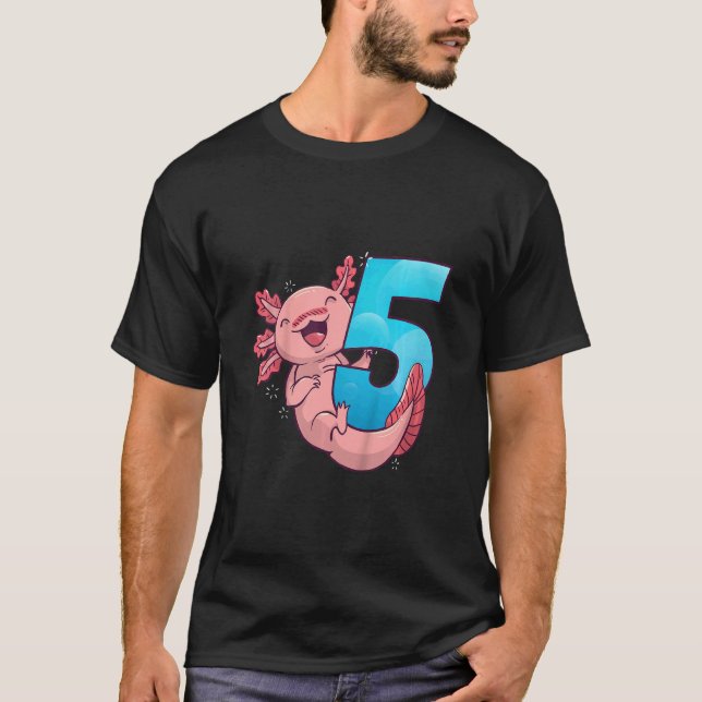 Kids Axolotl 5th Birthday  Ich bin 5  Boys Childre T-Shirt (Front)