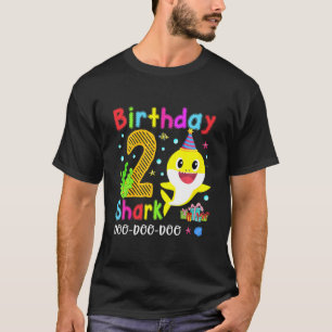 Kids Baby Cute Shark 2nd Birthday Boy Girl 2 Year  T-Shirt