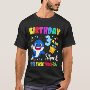 Kids Baby Cute Shark 3rd Birthday Boy Girl 3 Year  T-Shirt
