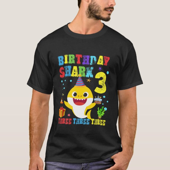 Kids Baby Cute Shark 3Rd Birthday Boy Girl 3 Year T-Shirt (Front)