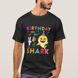 Kids Baby Cute Shark 4Th Birthday Boy Girl 4 Year T-Shirt