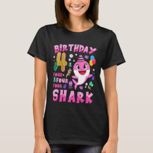 Kids Baby Cute Shark 4th Birthday Boy Girl 4 Year T-Shirt