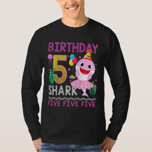 Kids Baby Cute Shark 5th Birthday Boy Girl 5 Year T-Shirt