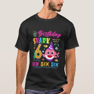 Kids Baby Cute Shark 6th Birthday Boy Girl 6 Year T-Shirt
