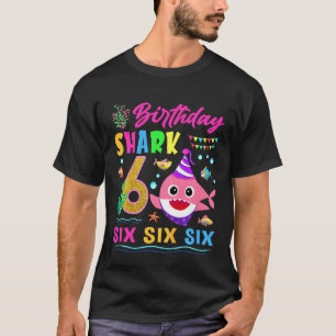 Kids Baby Cute Shark 6th Birthday Boy Girl 6 Year T-Shirt