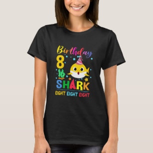 Kids Baby Cute Shark 8th Birthday Boy Girl 8 Year T-Shirt