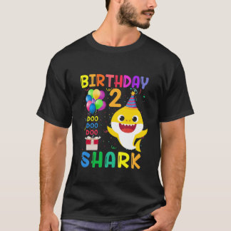Kids Baby Cute Shark Birthday Boy 2 Year Old Gift T-Shirt