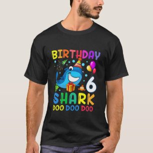 Kids Baby Cute Shark Birthday Boy 6 Year Old Gift T-Shirt