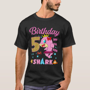 Kids Baby Shark 5Th Birthday Boy Girl Two 5 Year O T-Shirt