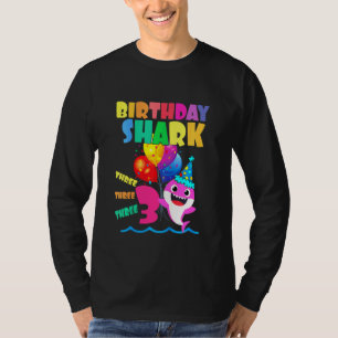 Kids Baby Shark Birthday Boy 3 Year Old Doo Doo D T-Shirt