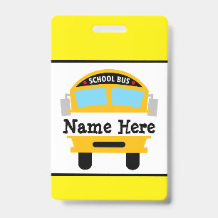 Kids Back to School Bus Personalize Name Badge