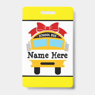 Kids Back to School Bus Personalize Name Badge