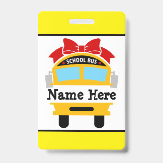 Kids Back to School Bus Personalize Name Badge