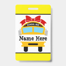 Kids Back to School Bus Personalize Name Badge